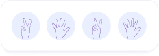 On the left side of the girl, hand icons with the numbers 2 and 5 in sign language